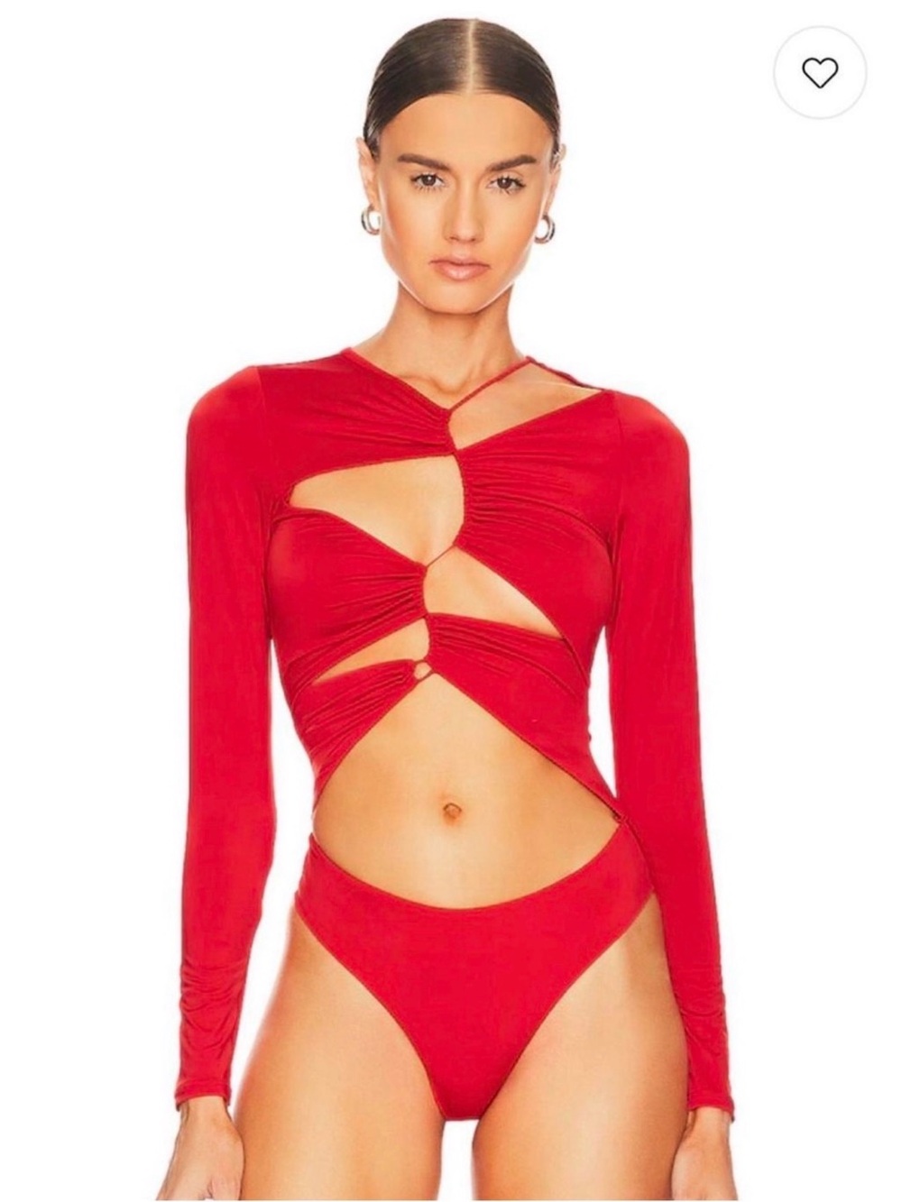 AFRM Red Cutout Long Sleeve Crop Top